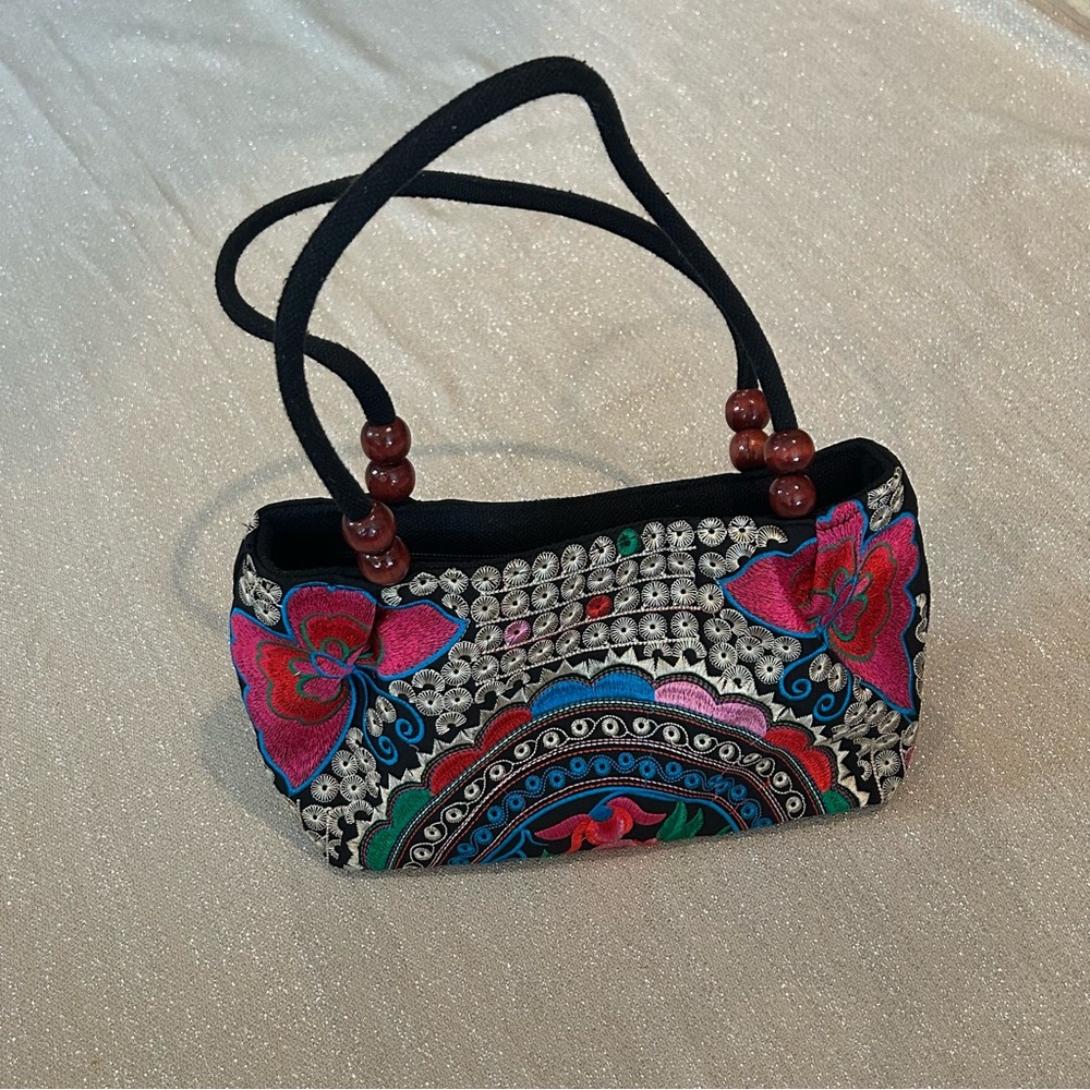 Embroidered butterfly handbag